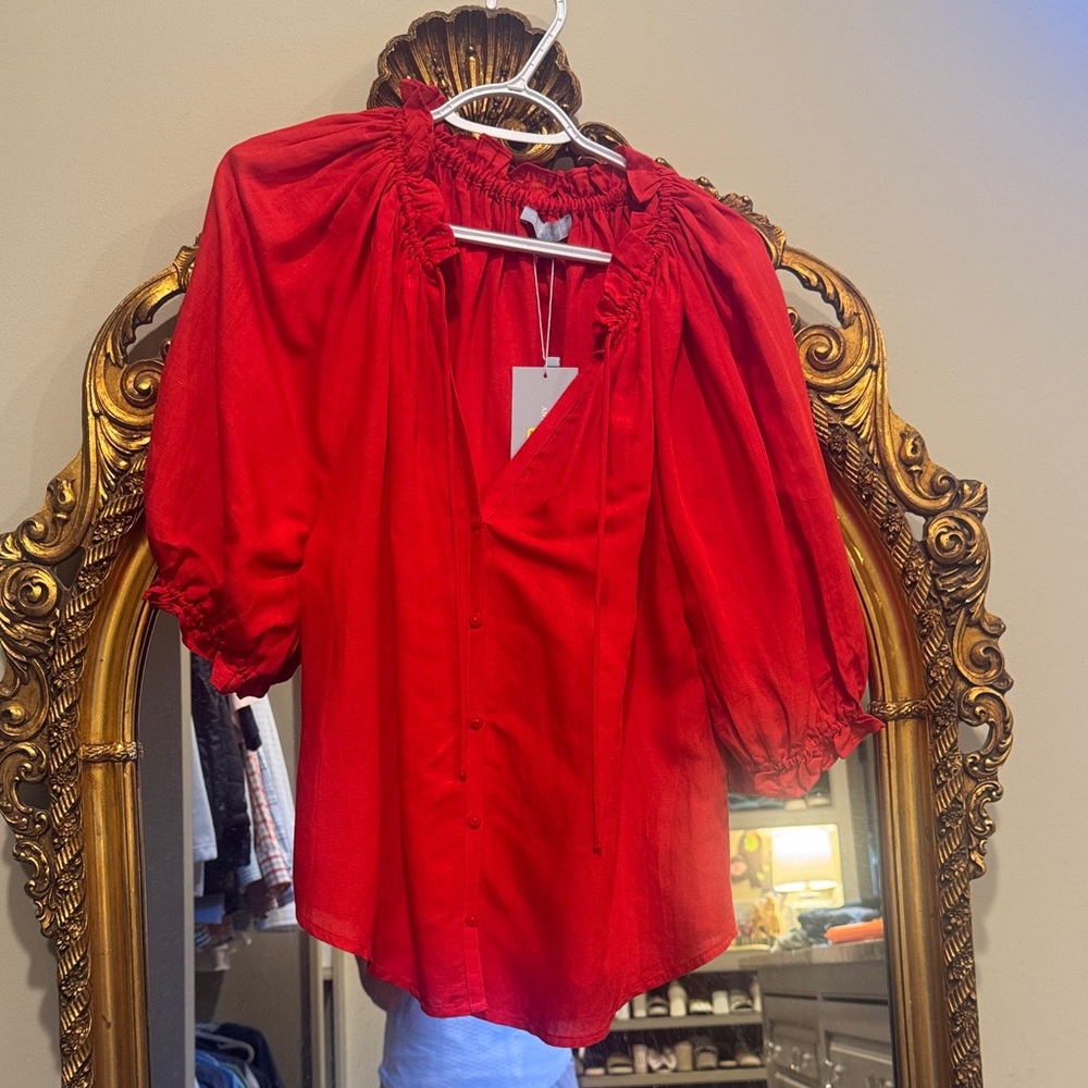 ANTONIO MELANI Vibrant Red Blouse